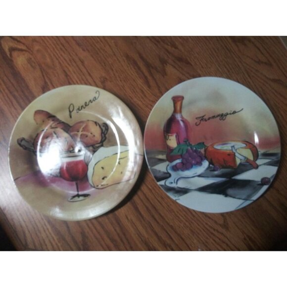 2 Appetizer Plates Pacific Island Creations Ceramic Panera Fromaggio Cheese EUC - Picture 5 of 6